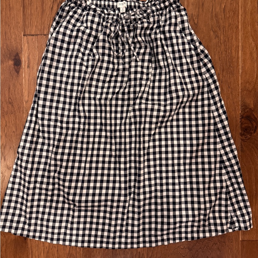 J Crew Navy & White Midi Skirt with pockets and cinch tie